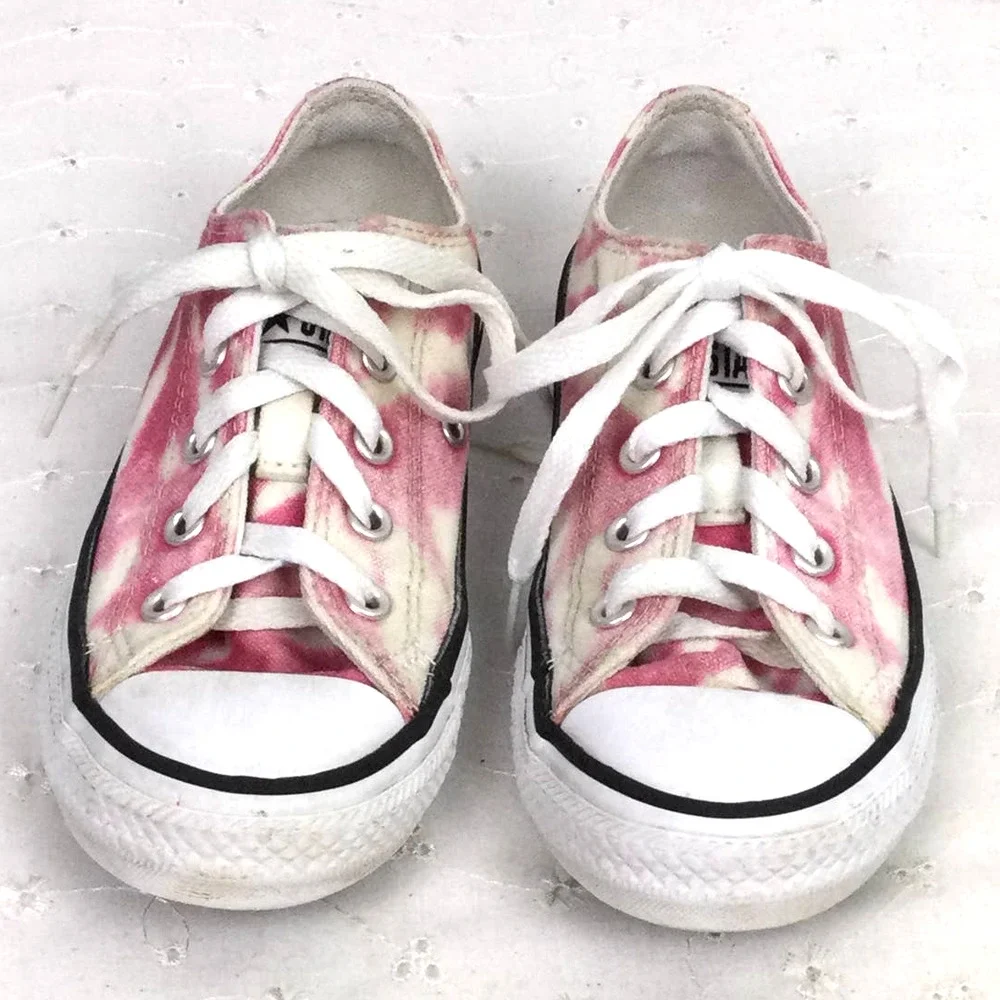 Converse All Star Barbie Pink Tie Dye Textile Ankle Lace Up Sneaker Junior 12